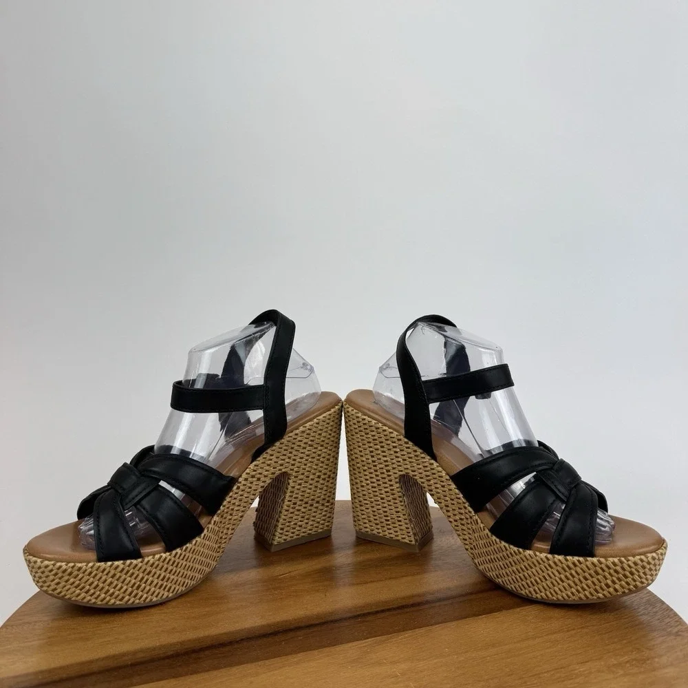New NWOB Korks Kork-Ease Dee Faux Leather Woven Block Heels Sandals Size 11 M‎ - Picture 5 of 8